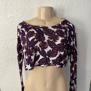 H&M Purple Leaf Print Crop Top beach boho summer